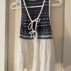 White Embroidered Tank Top